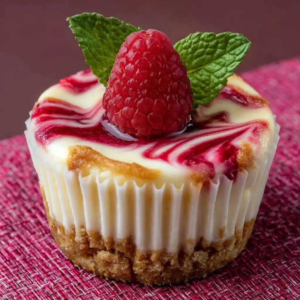 Raspberry Swirled Mini Cheesecakes Recipe - Recipe Image