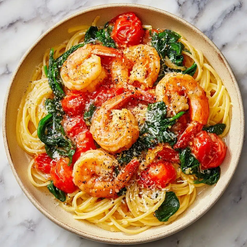 Tomato Spinach Shrimp Pasta Recipe