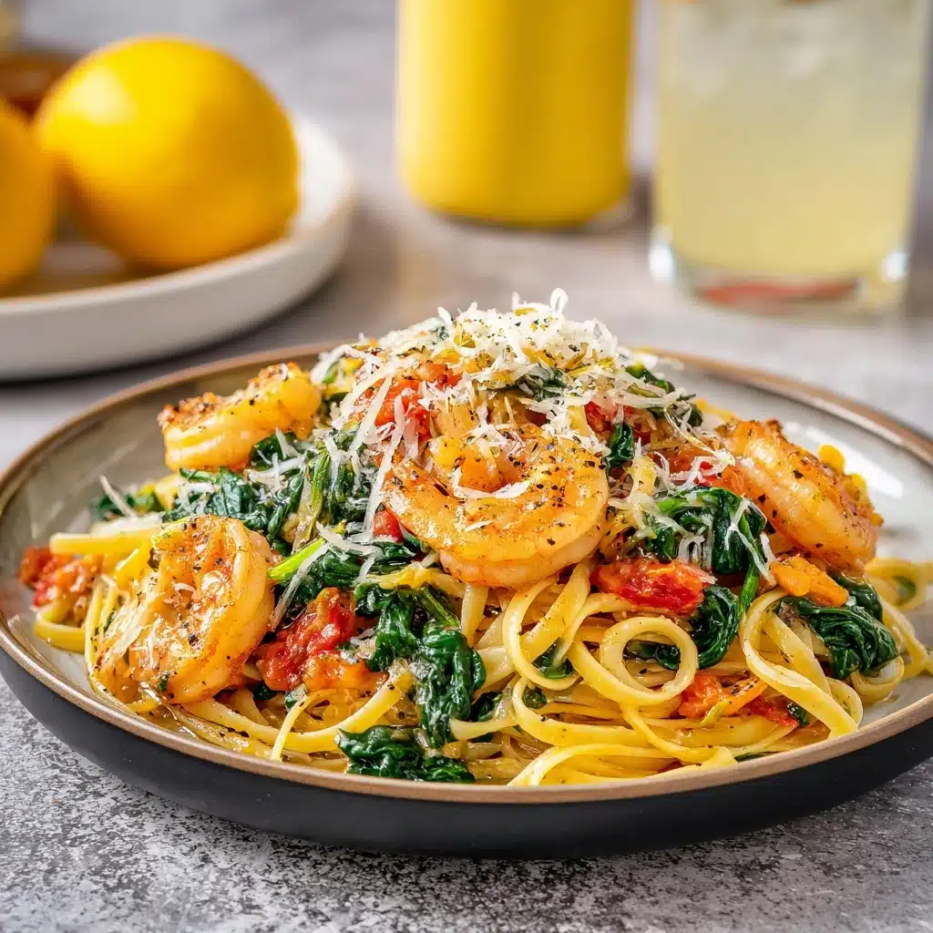 Tomato Spinach Shrimp Pasta Recipe - Recipe Image