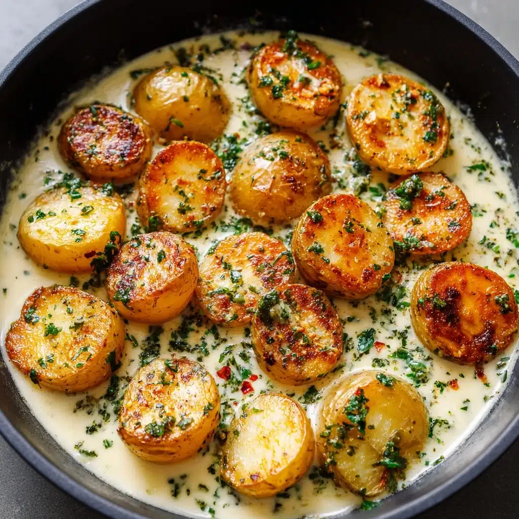 Creamy Garlic Sauce Baby Potatoes Recipe - Recipe Image