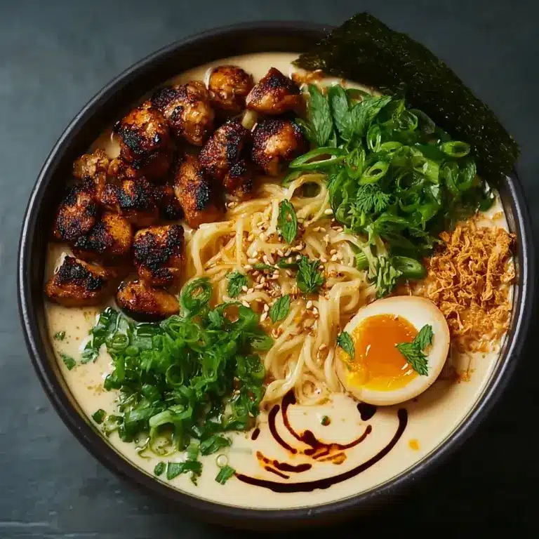 fiery chicken ramen with creamy garlic sauce Recipe