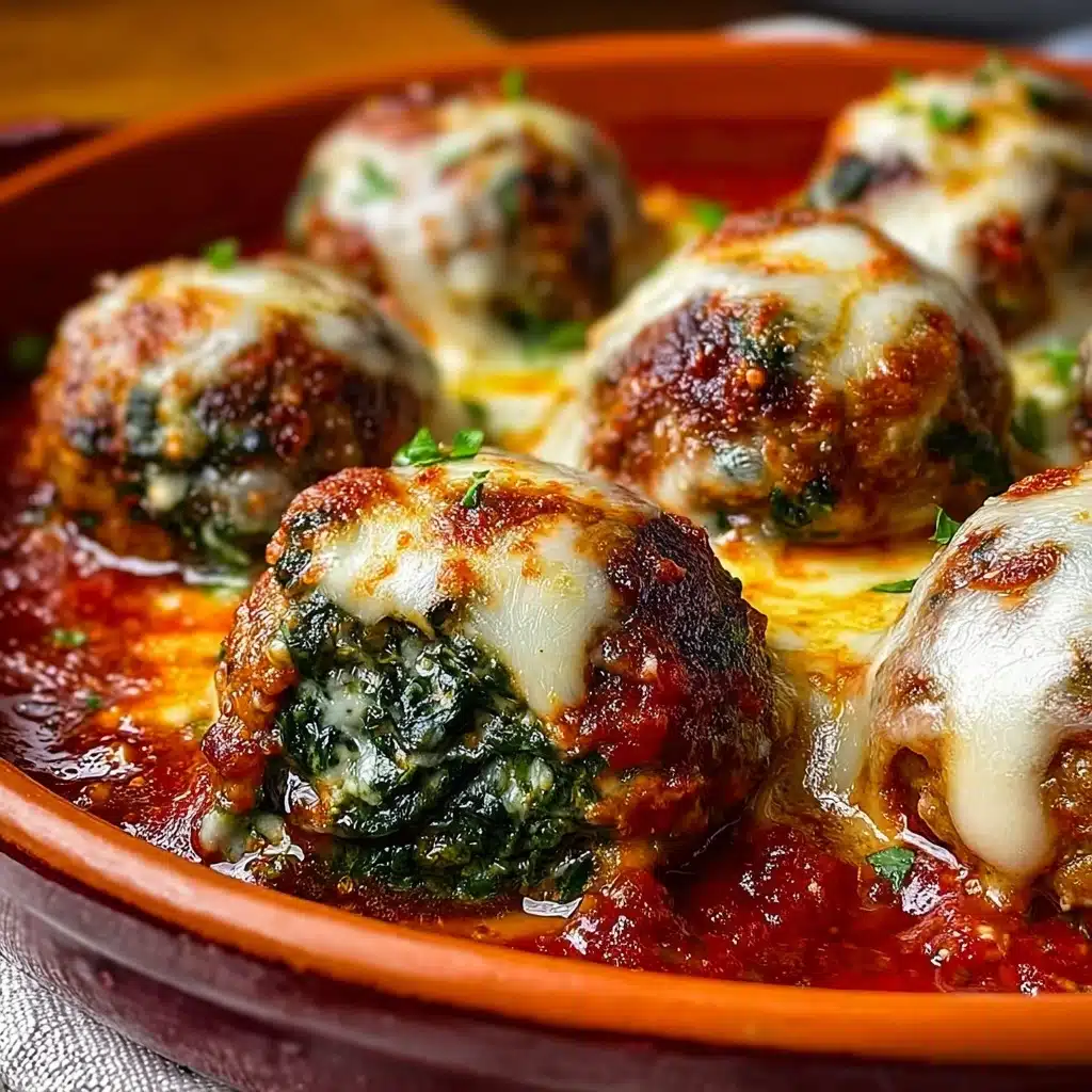 Spinach Garlic Meatballs Stuffed with Mozzarella Recipe - Recipe Image