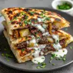 Cheesy Beef and Mushroom Pita Pockets with Tzatziki Sauce Recipe