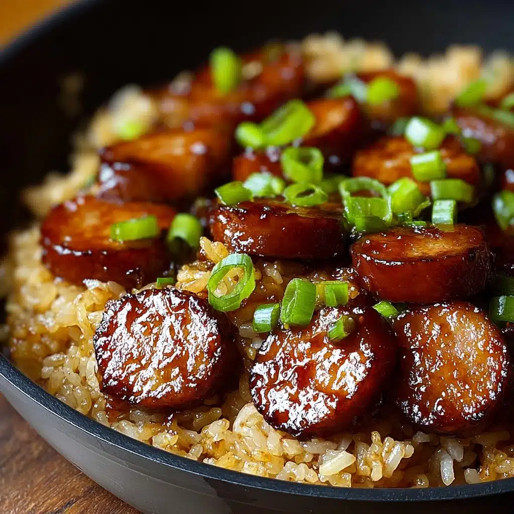 One Pan Sweet And Tangy Bbq Sausage Rice Recipe - Recipe Image