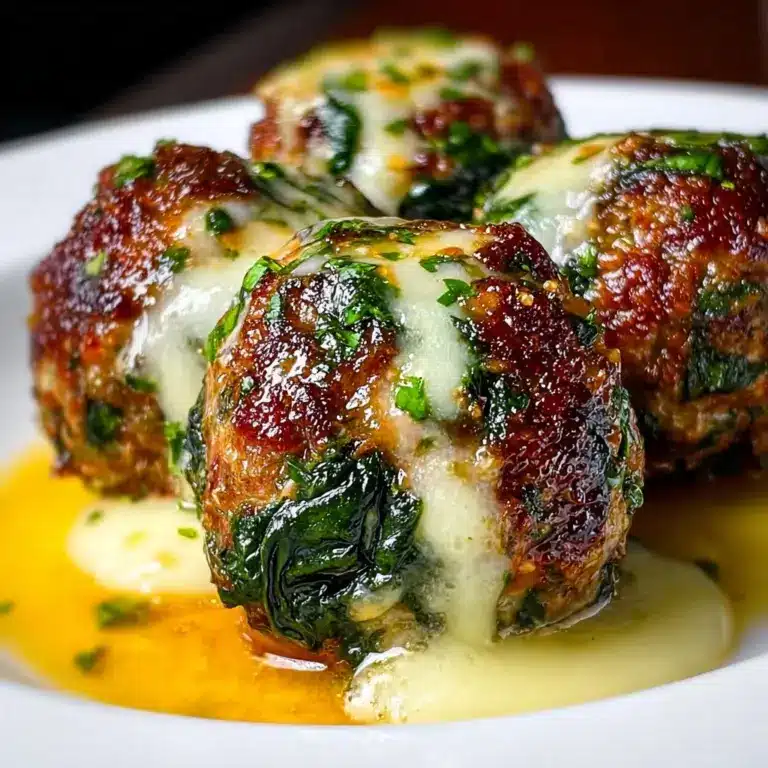 Spinach Garlic Meatballs Stuffed with Mozzarella Recipe