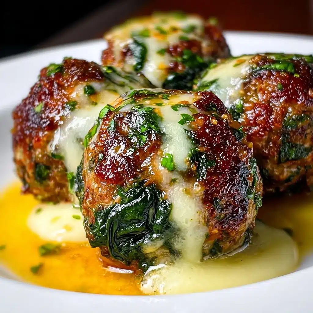 Spinach Garlic Meatballs Stuffed with Mozzarella Recipe