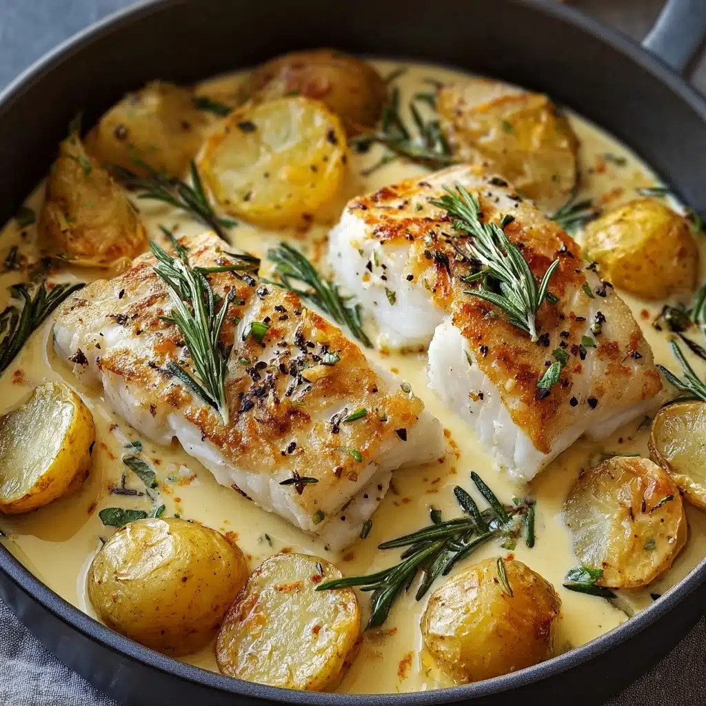 the best Cod & Potatoes in Rosemary Cream Sauce Recipe - Recipe Image