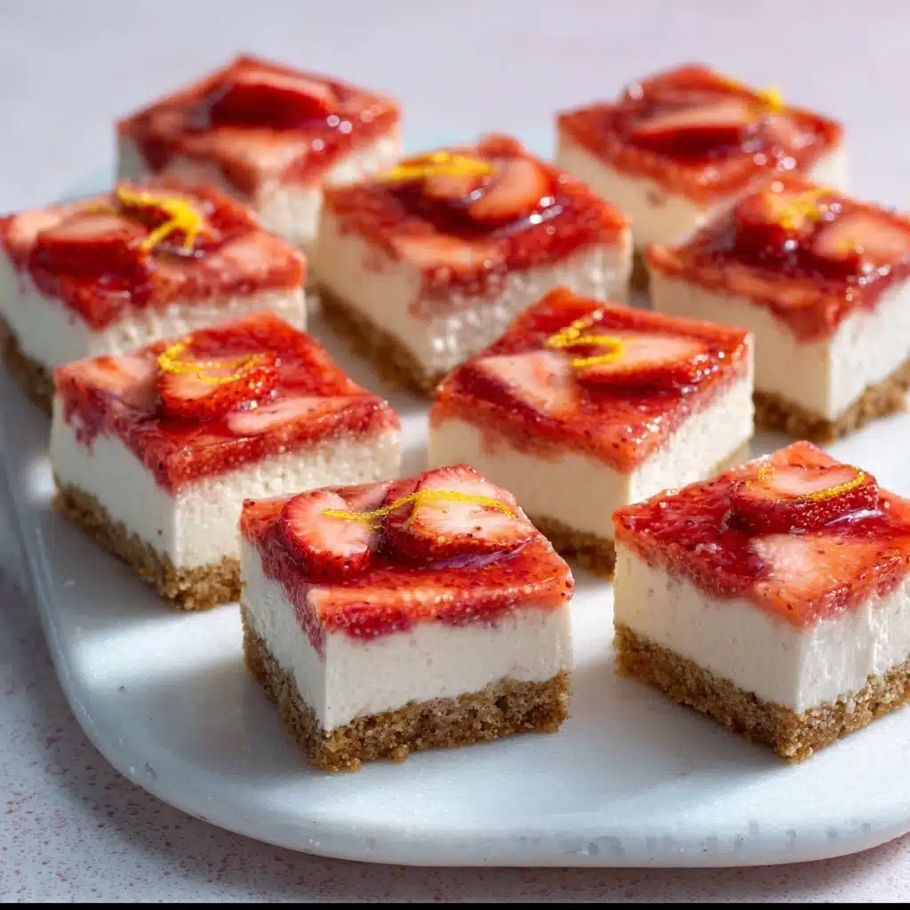 No-Bake Strawberry Cheesecake Bars Recipe - Recipe Image