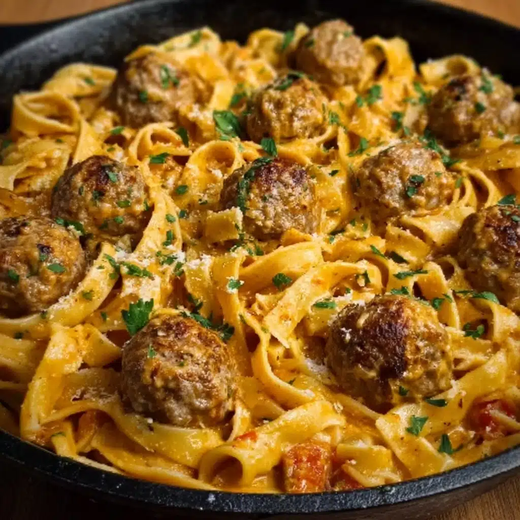 One-Pot Creamy Cajun Meatball Pasta Recipe - Recipe Image