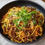 Mongolian Ground Beef Noodles Recipe