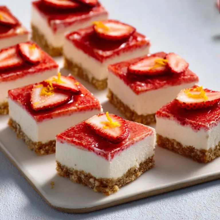 No-Bake Strawberry Cheesecake Bars Recipe