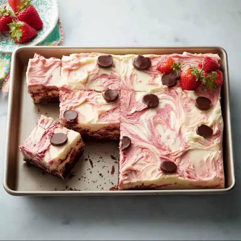 Perfect Vanilla-Chocolate-Strawberry Sheet Cake Recipe
