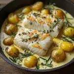 the best Cod & Potatoes in Rosemary Cream Sauce Recipe