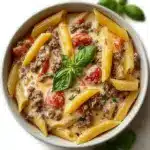Creamy Rotel Pasta with Ground Beef Recipe