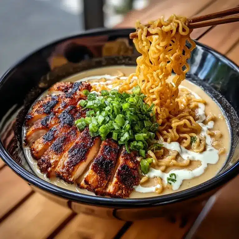Fiery Chicken Ramen with Creamy Garlic Sauce Recipe