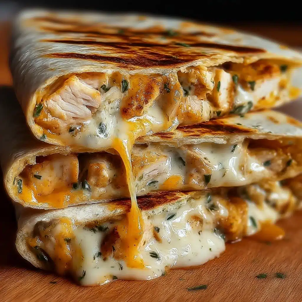 Ooey-Gooey Cheesy Garlic Chicken Wraps Recipe