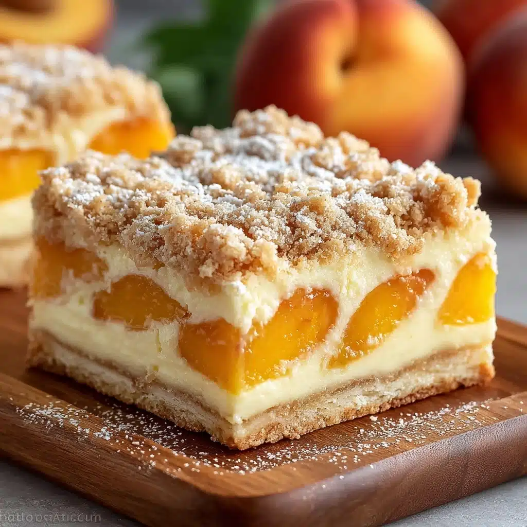 Peach Cobbler Cheesecake Bars Recipe - Recipe Image