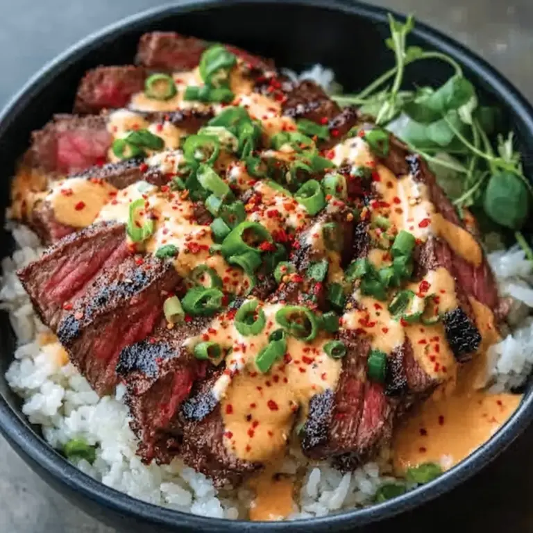 Korean BBQ Steak Rice Bowls with Spicy Cream Sauce Recipe