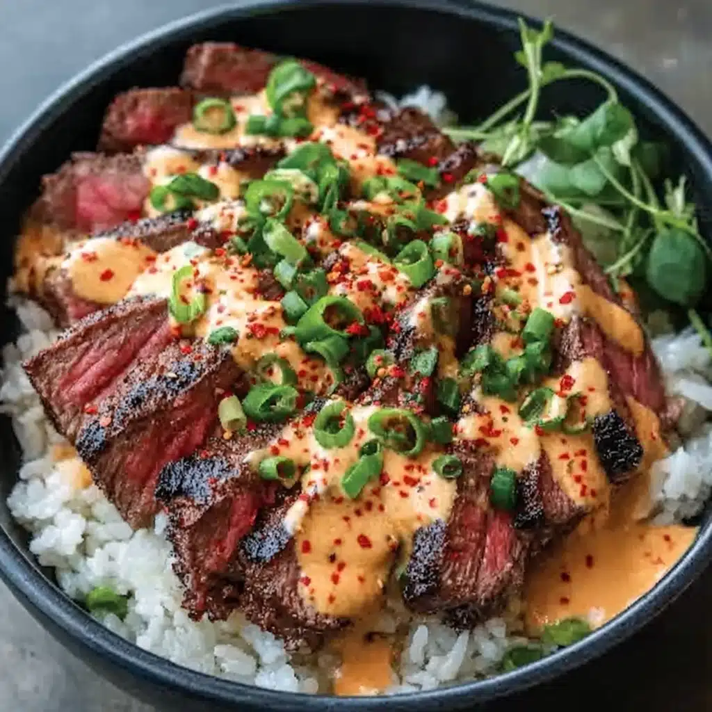 Korean BBQ Steak Rice Bowls with Spicy Cream Sauce Recipe