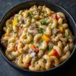 High-Protein Creamy Philly Cheesesteak Mac & Cheese Recipe
