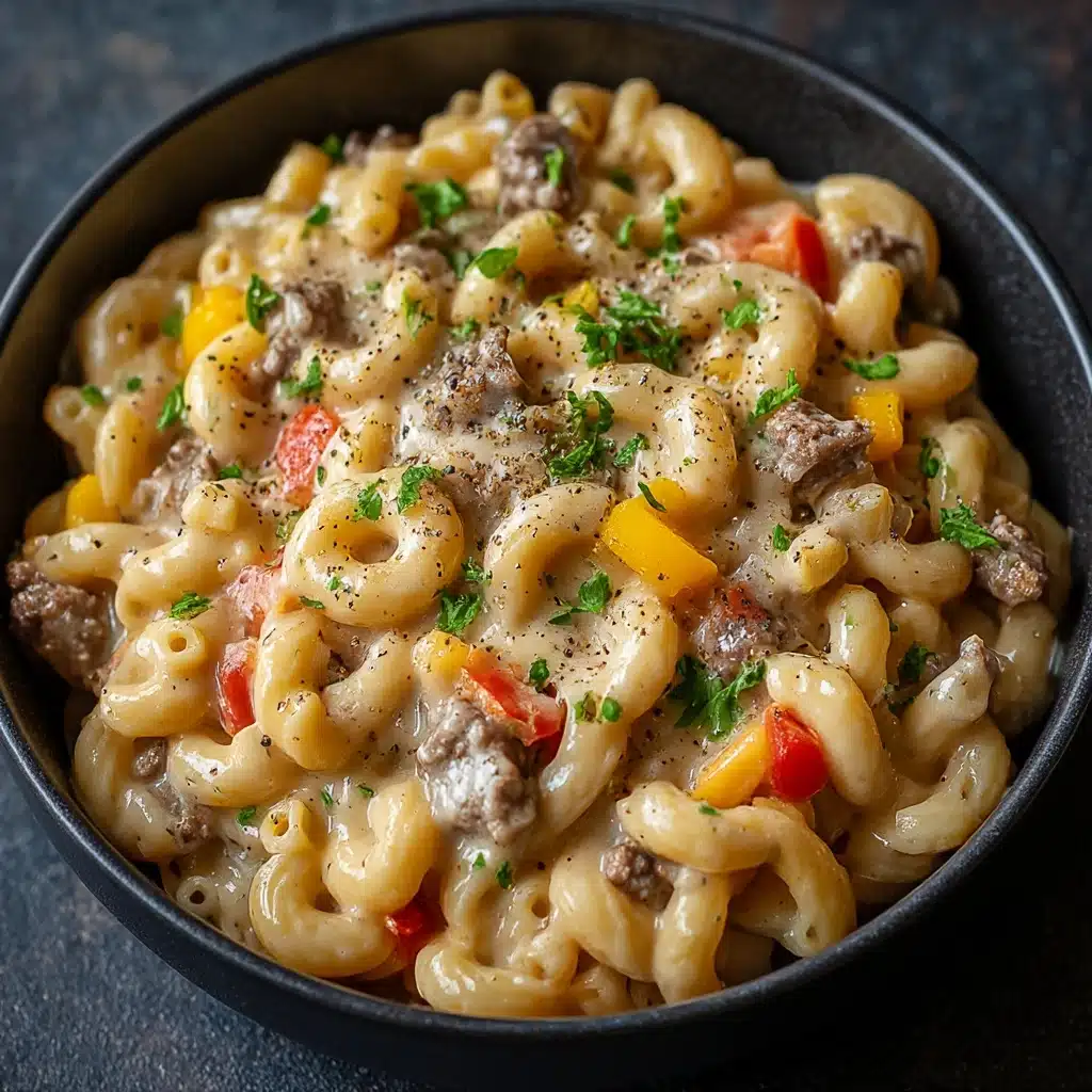 High-Protein Creamy Philly Cheesesteak Mac & Cheese Recipe