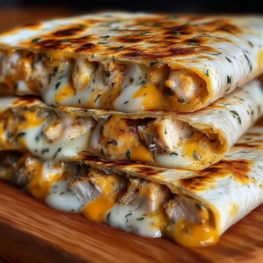 Ooey-Gooey Cheesy Garlic Chicken Wraps Recipe - Recipe Image