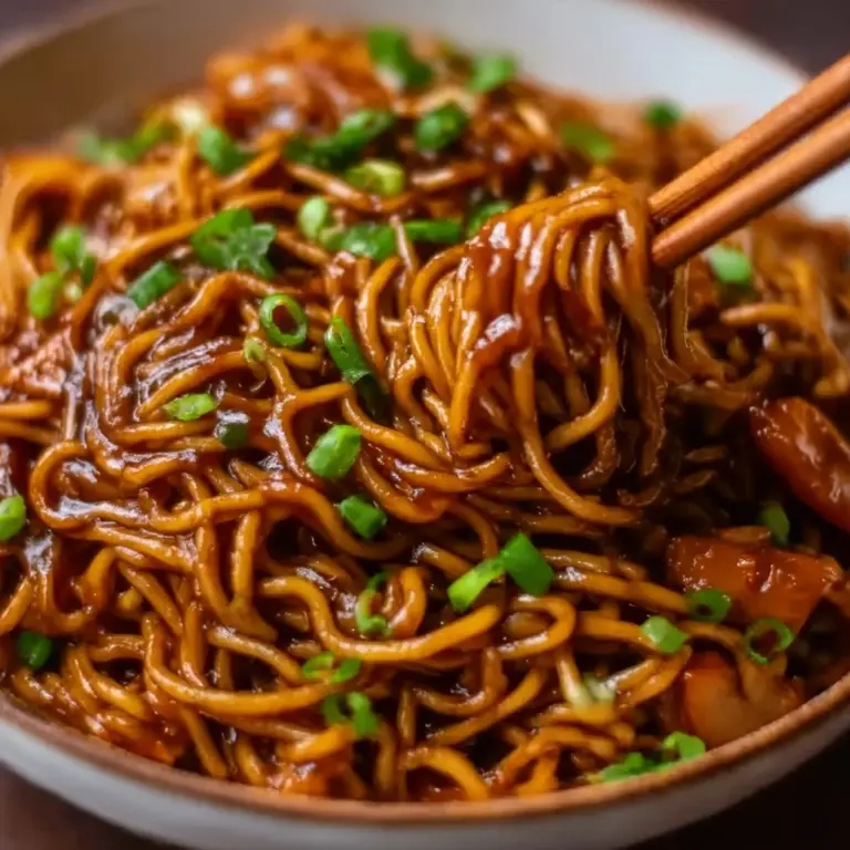 Sticky Garlic Chicken Noodles Recipe