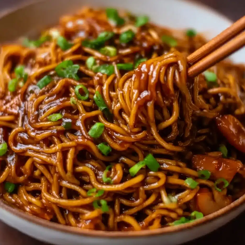 Sticky Garlic Chicken Noodles Recipe
