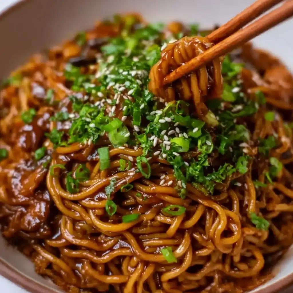 Sticky Garlic Chicken Noodles Recipe - Recipe Image