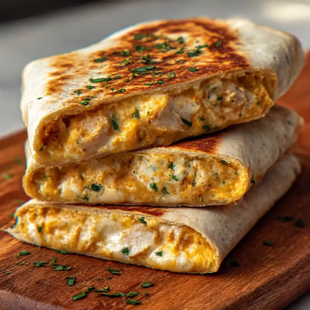 Ooey-Gooey Cheesy Garlic Chicken Wraps Recipe - Recipe Image