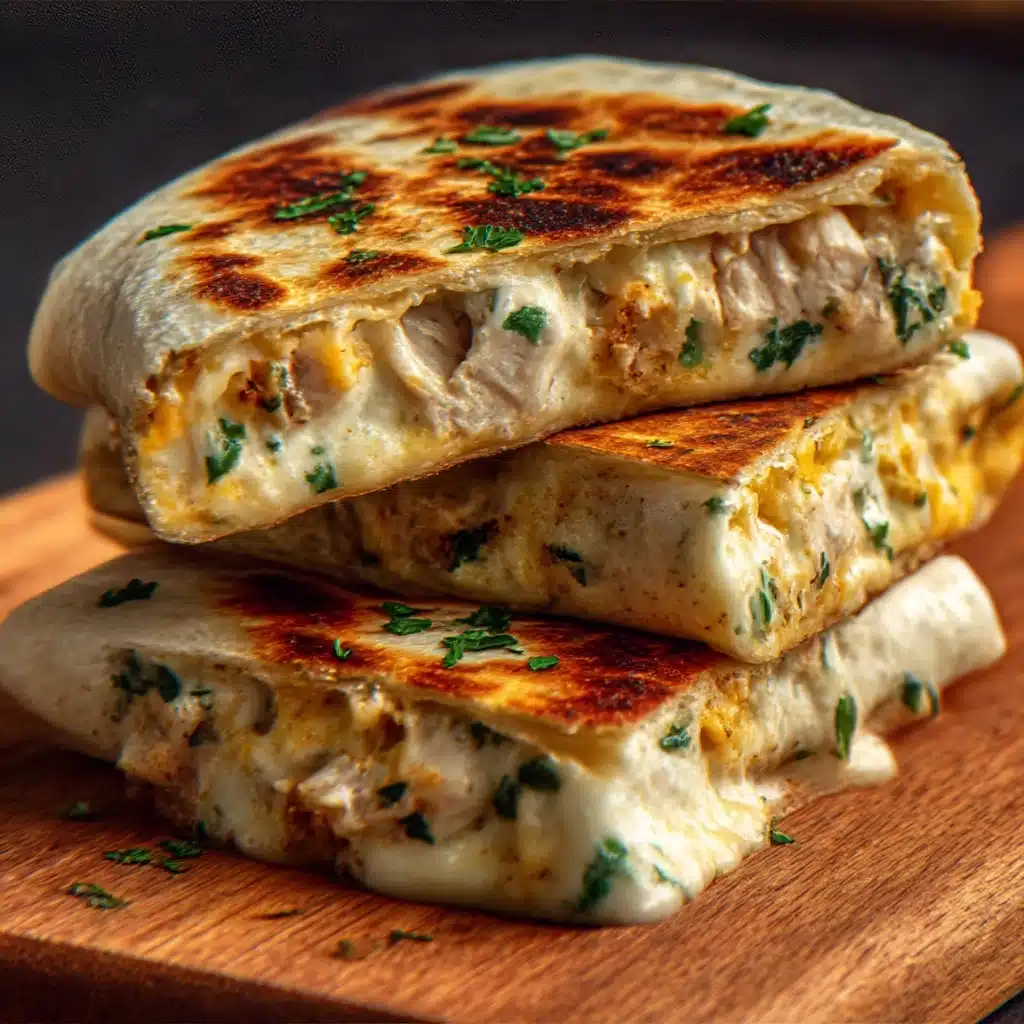 Ooey-Gooey Cheesy Garlic Chicken Wraps Recipe - Recipe Image