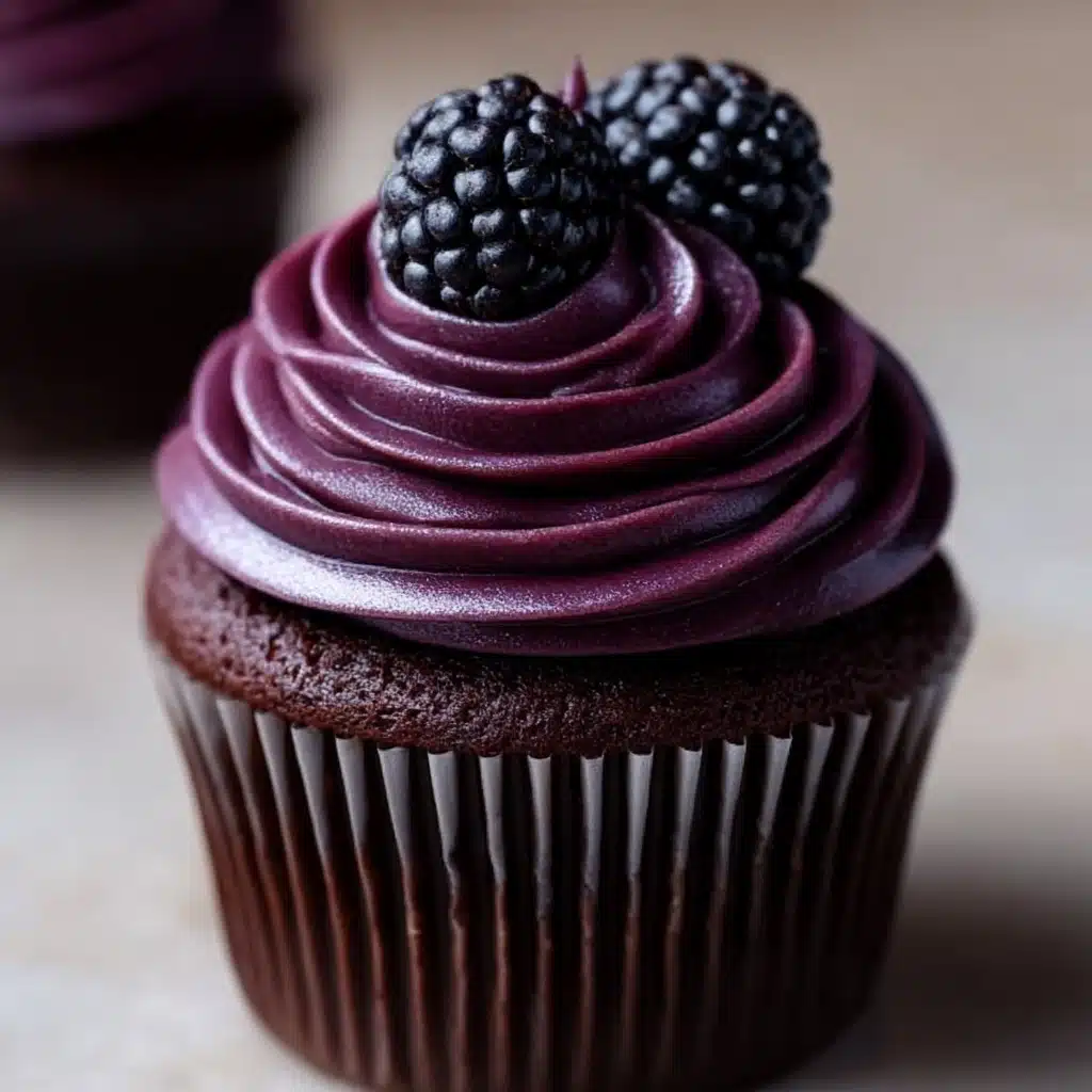 Dark Chocolate Blackberry Cupcakes Recipe - Recipe Image