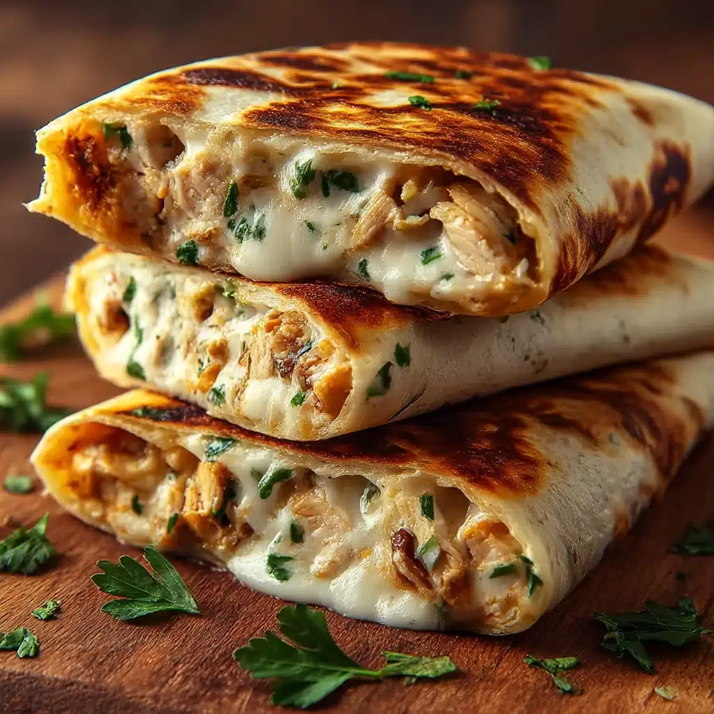 Melt-in-Your-Mouth Ooey-Gooey Cheesy Garlic Chicken Wraps Recipe - Recipe Image