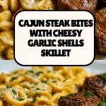 Cajun Steak Bites and Cheesy Garlic Shells Skillet Recipe