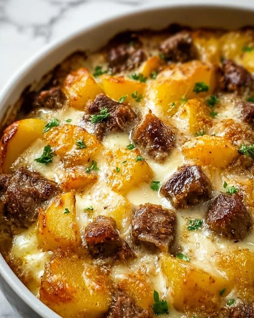 Slow Cooker Steak and Cheddar Potato Casserole Recipe