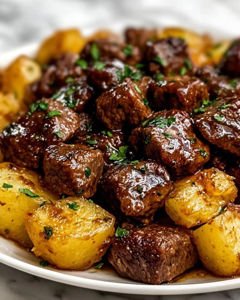 Slow Cooker Garlic Butter Beef Bites & Potatoes Recipe