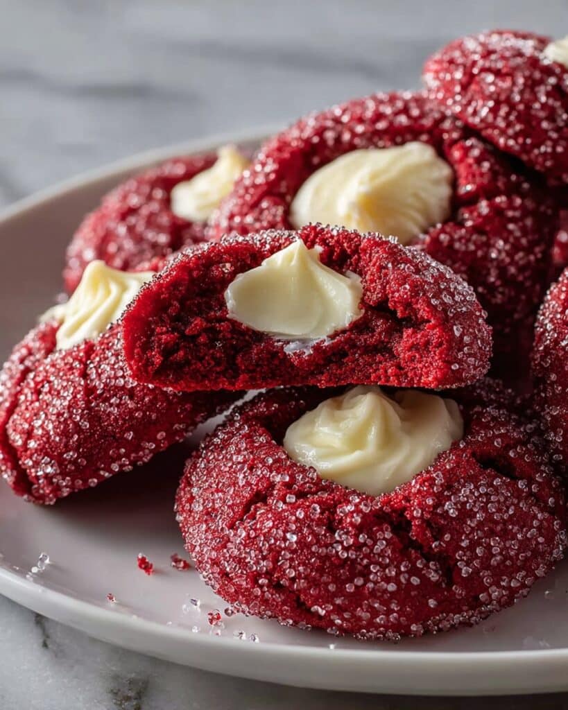 Red Velvet Thumbprint Cookies with Cream Cheese Filling Recipe