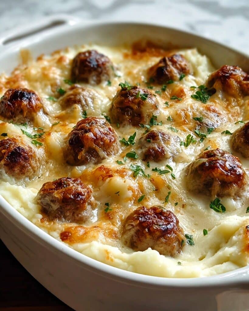 Cozy Meatball & Mashed Potato Bake for Ultimate Comfort Recipe
