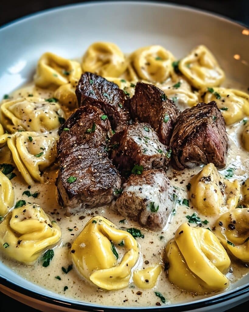 Cracked Garlic Steak Tortellini in Creamhouse Sauce Bliss Recipe
