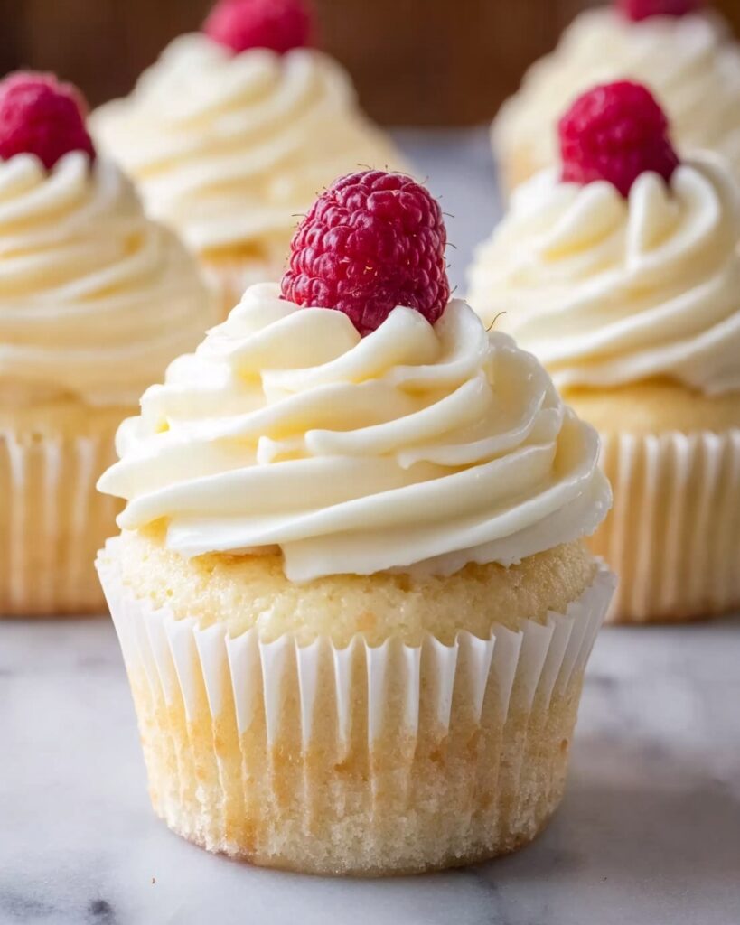 Almond Wedding Cake Cupcakes with Raspberry Filling Recipe