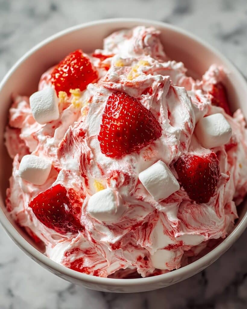 Creamy Strawberry Fluff Salad with Fresh Fruit and Marshmallows Recipe