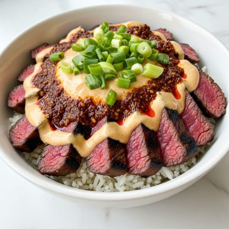Korean BBQ Steak Rice Bowls with Spicy Cream Sauce Recipe