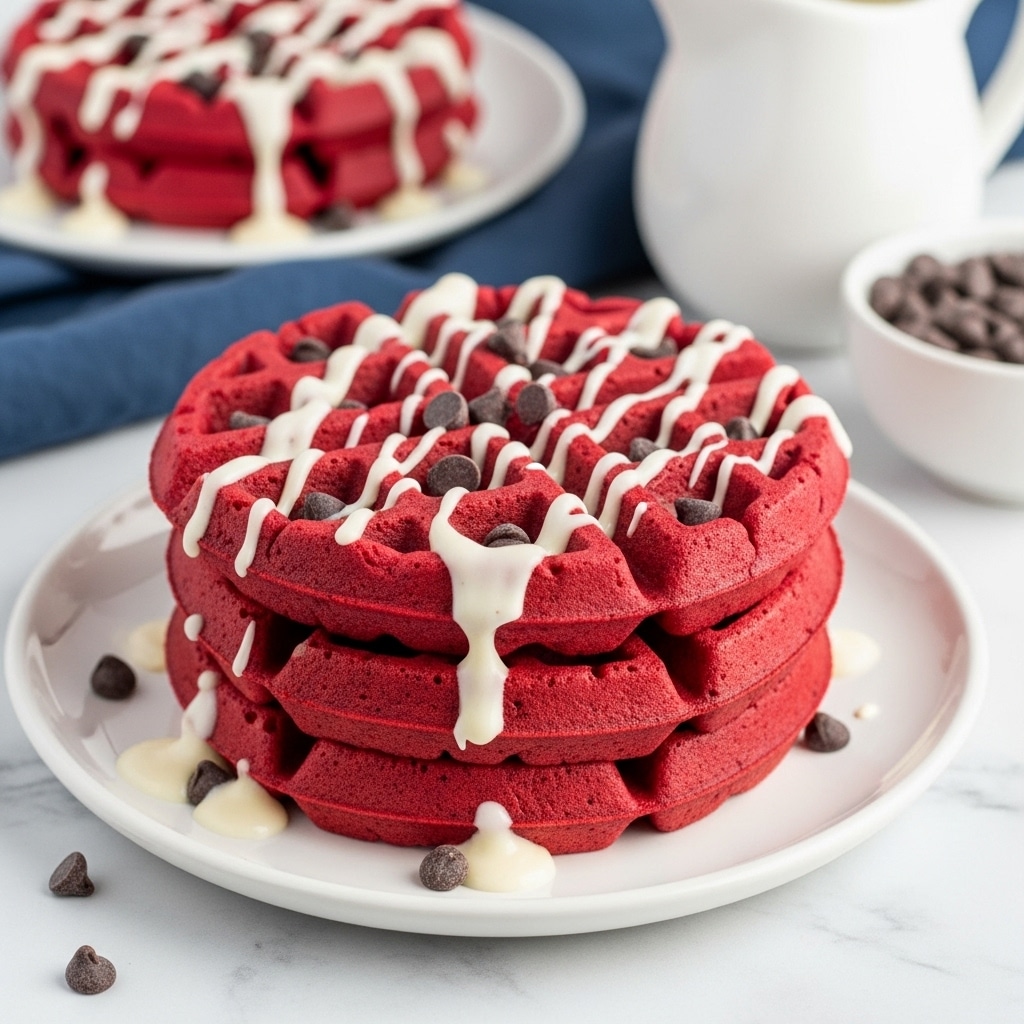 Red Velvet Waffles with Cream Cheese Glaze Recipe