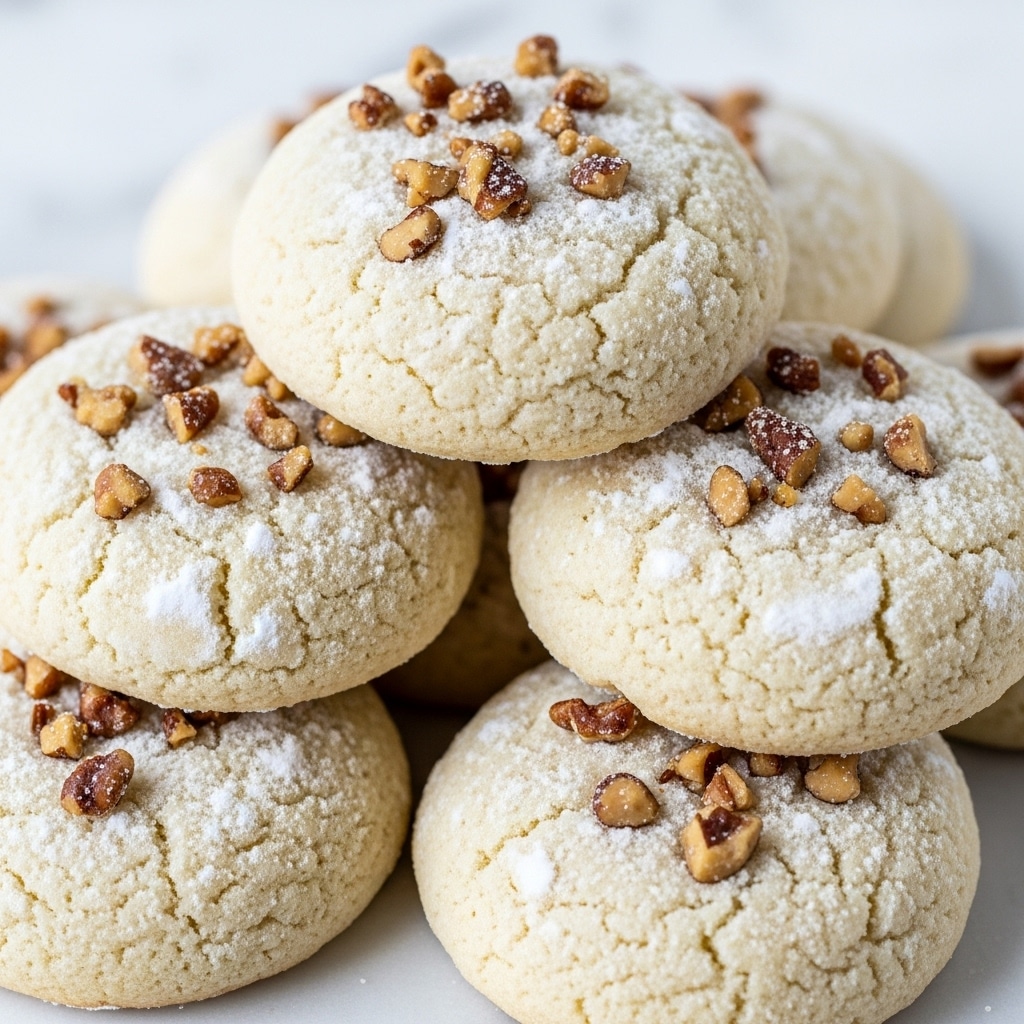 The image shows a close-up of small round baby potatoes with a golden brown crispy skin, topped with finely chopped fresh green herbs. The potatoes are sitting on a creamy white sauce that looks smooth and thick, filling the dish’s base and some potatoes partly covered by it. The shiny potatoes show a mix of light golden and slightly darker brown spots, suggesting they are roasted or sautéed. The fresh herbs are scattered evenly over the potatoes and sauce, adding bright green color and texture contrast. The dish appears rich and inviting, on a white plate with a white marbled surface underneath. Photo taken with an iphone --ar 4:5 --v 7