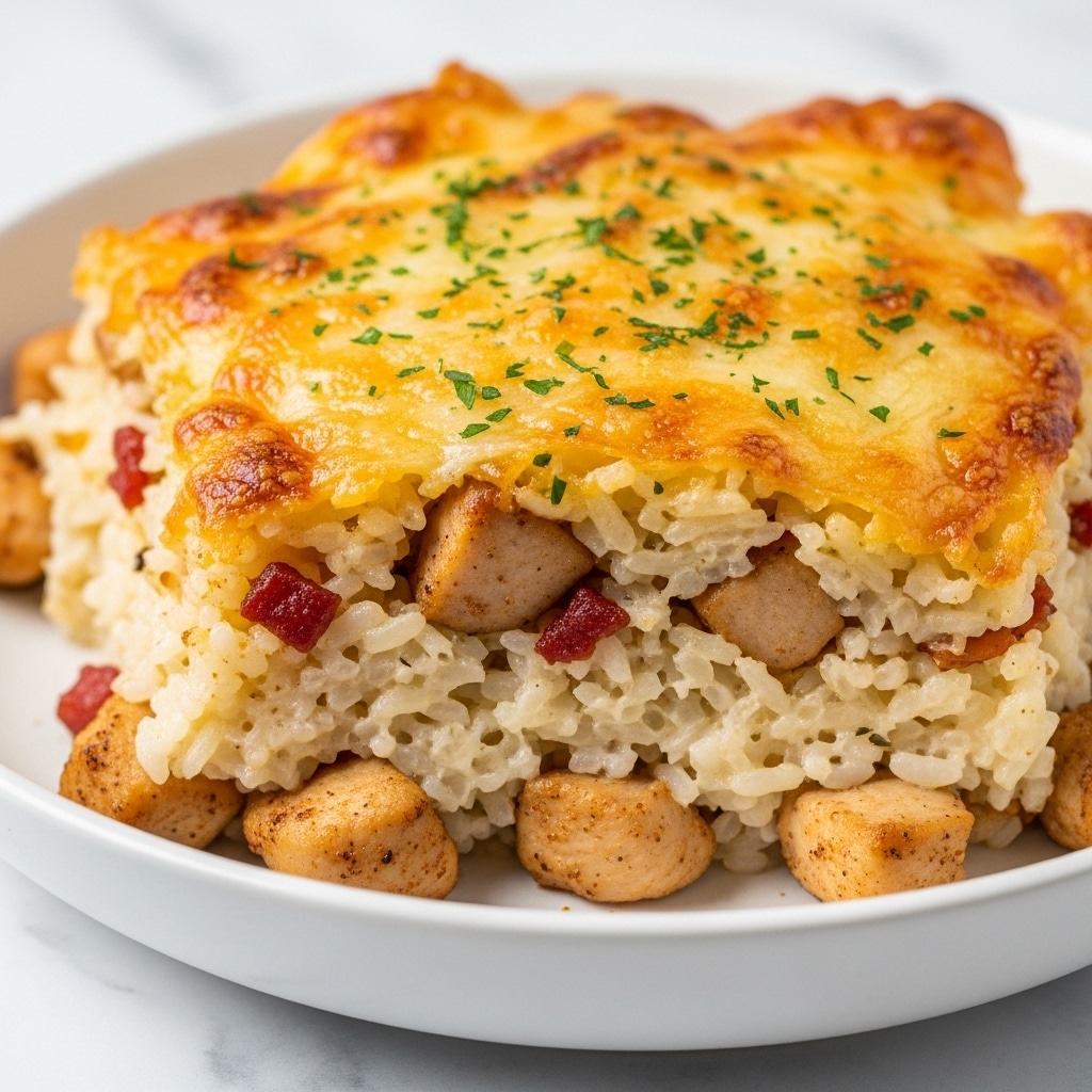 Dump-and-Bake Chicken Alfredo Rice Casserole Recipe