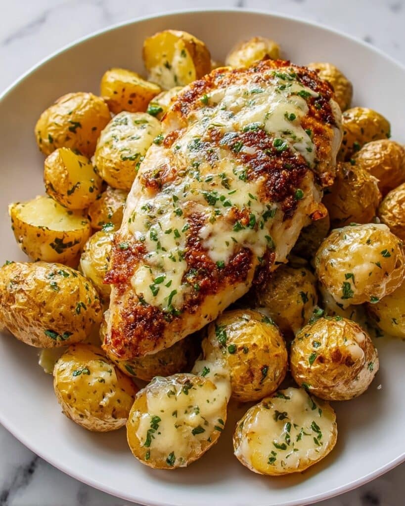 Easy Garlic Parmesan Chicken and Potatoes Recipe