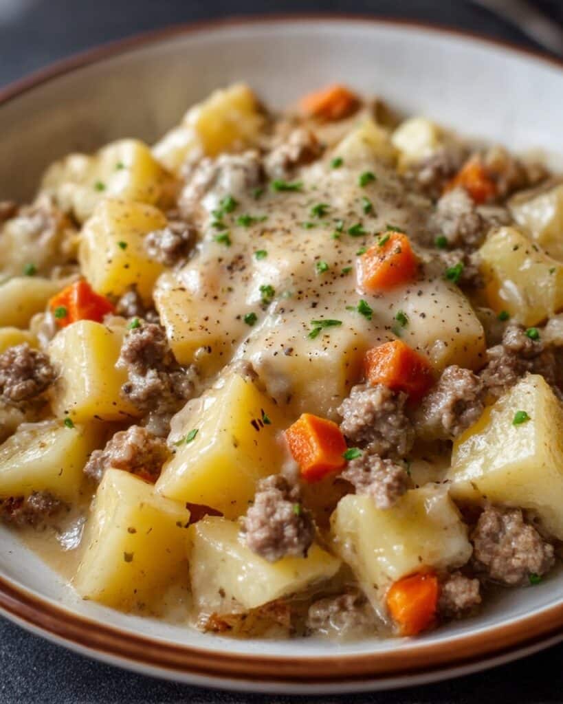 Easy One-Pan Creamy Meat & Potato Skillet Recipe